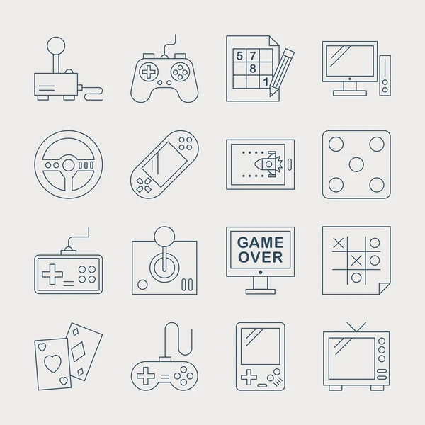 Game line icon set — Stock Vector