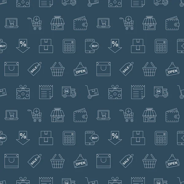 Línea de compras icono patrón conjunto — Vector de stock