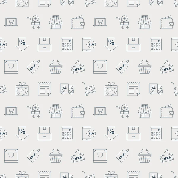 Línea de compras icono patrón conjunto — Vector de stock