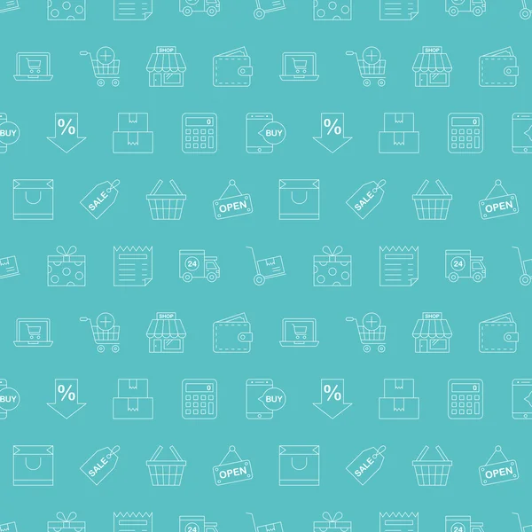 Línea de compras icono patrón conjunto — Vector de stock
