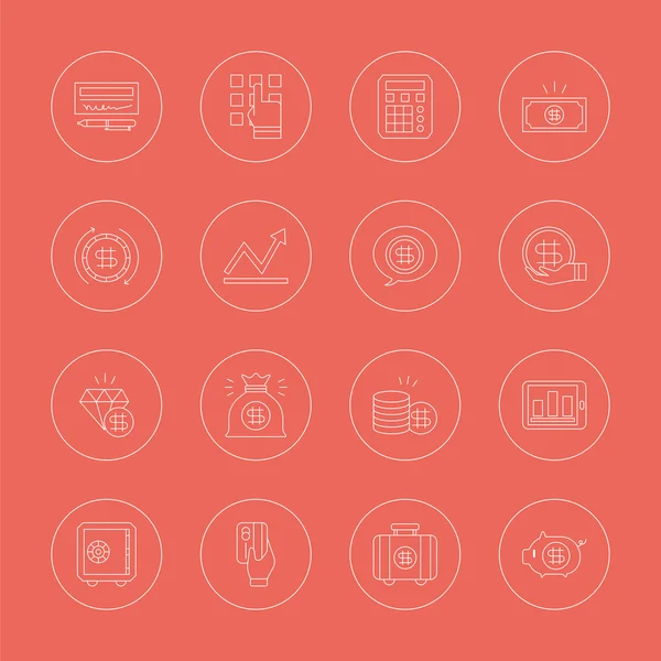 Business finance line icon set — Stock Vector