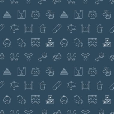 Bebek çizgi simge desen seti