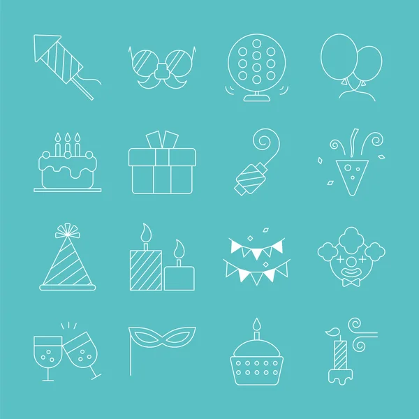 Birthday line icon set — Stock Vector