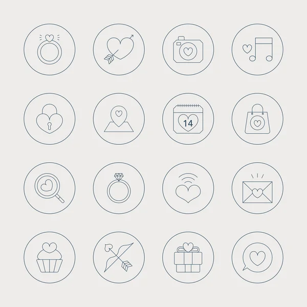 Dia dos namorados linha ícone definido — Vetor de Stock