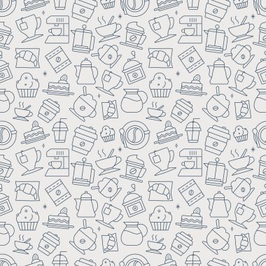 Kahve çizgi simge desen seti