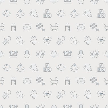 Bebek çizgi simge desen seti