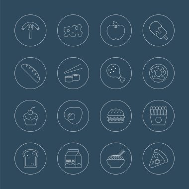 yiyecek çizgisi simgesi seti