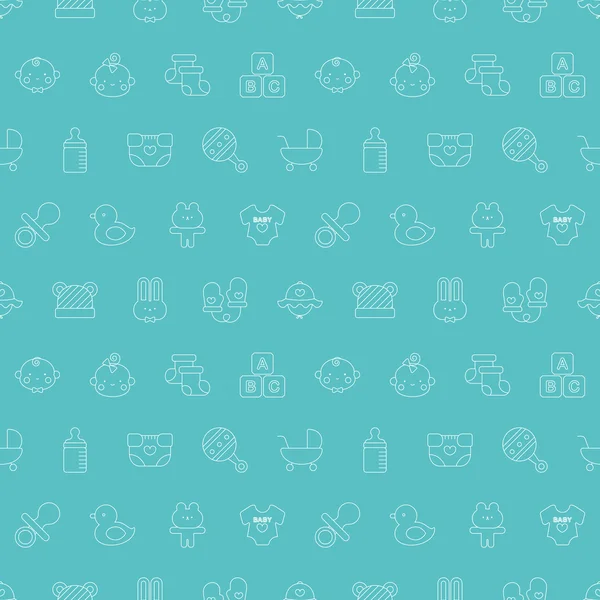 Conjunto de patrón de icono de línea bebé — Vector de stock