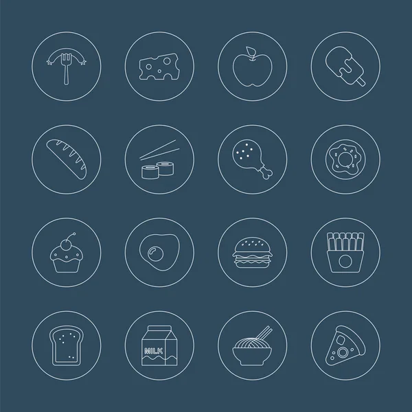 Symbolset für die Lebensmittellinie — Stockvektor