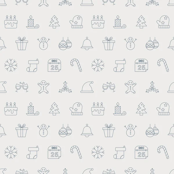 Christmas line icon pattern set — Stok Vektör