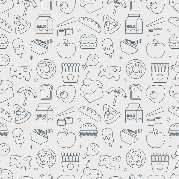 Food line icon circle pattern set — ストックベクタ