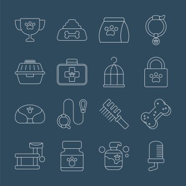 evde beslenen hayvan çizgi Icon set