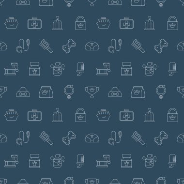 evde beslenen hayvan çizgi simge desen seti