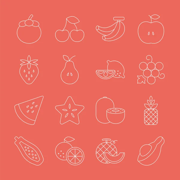 Fruits Line Icon gesetzt — Stockvektor