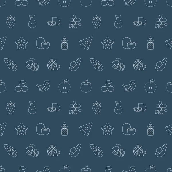 Frutas línea icono patrón conjunto — Vector de stock