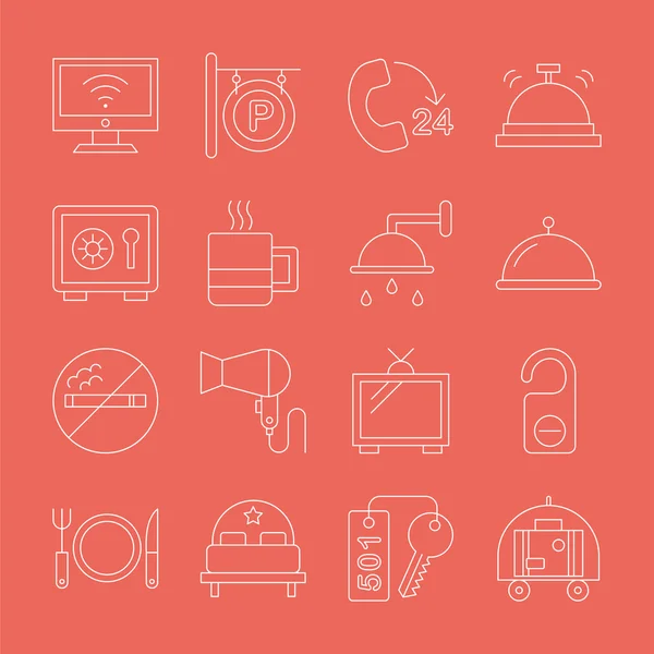 Hotel line icon set — Stock Vector