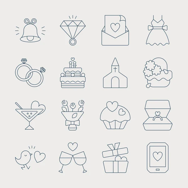 Icono de línea de boda — Vector de stock