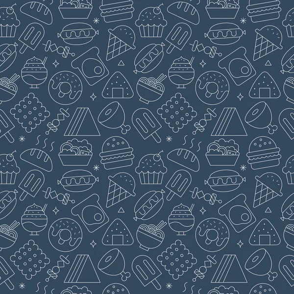 Food line icon pattern set — ストックベクタ
