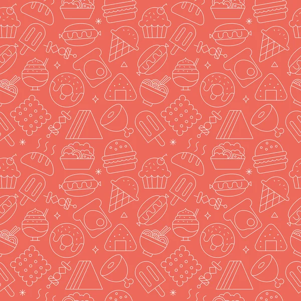 Food line icon pattern set — ストックベクタ