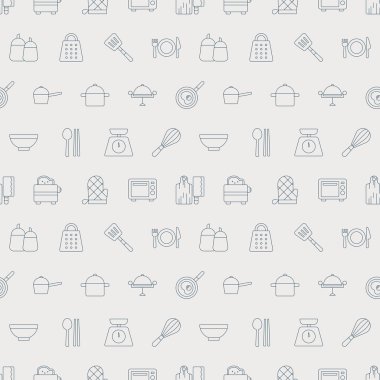 Mutfak satır simge desen seti