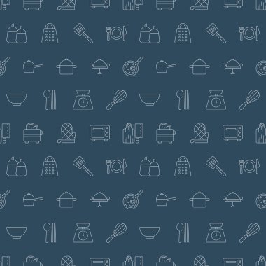 Mutfak satır simge desen seti