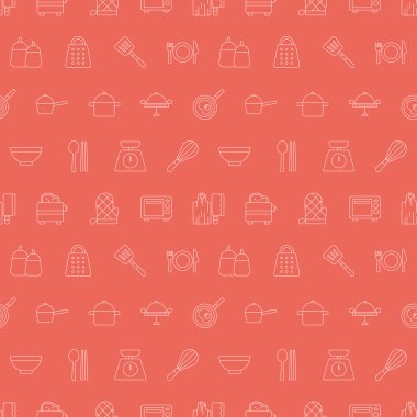 Mutfak satır simge desen seti