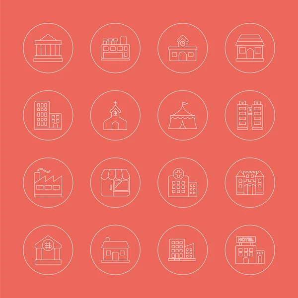 Building line icon set — Stock Vector