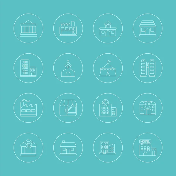 Building line icon set — Stock Vector