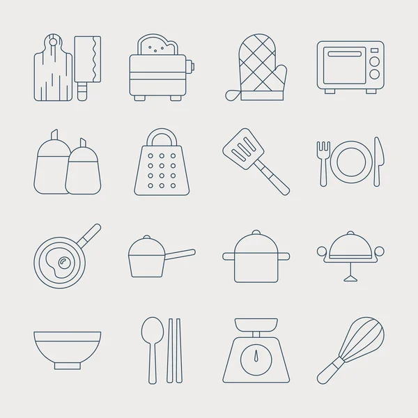 Kitchen line icon set — Stock Vector