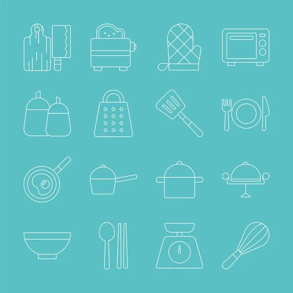 Ligne de cuisine icône ensemble — Image vectorielle