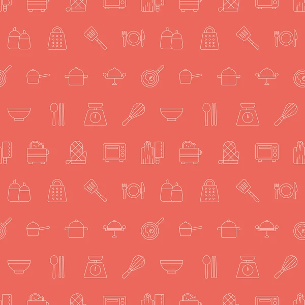 Línea de cocina icono patrón conjunto — Vector de stock