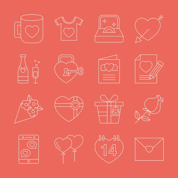 Valentine's day line icon set — Stock Vector