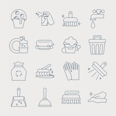 Temizleme satırı simgesi seti