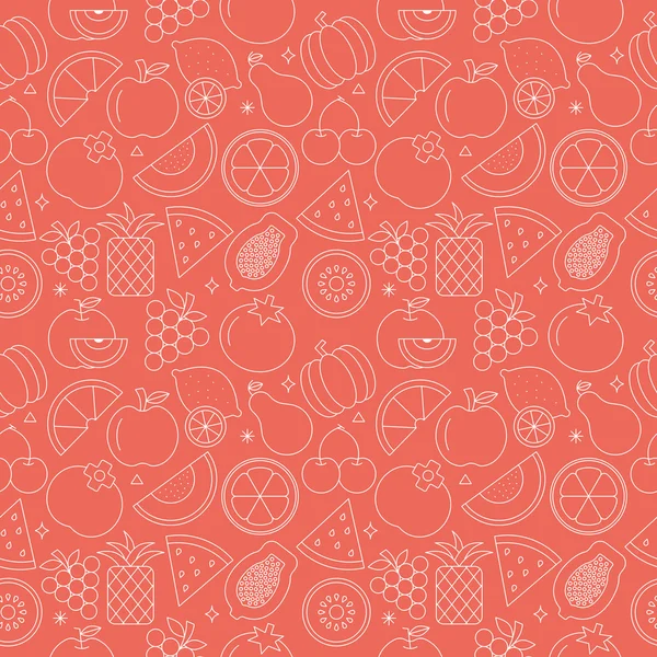 Fruit lijn pictogrammenset patroon — Stockvector
