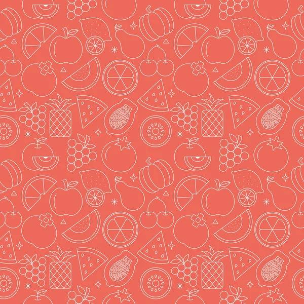 Línea de fruta icono patrón conjunto — Vector de stock