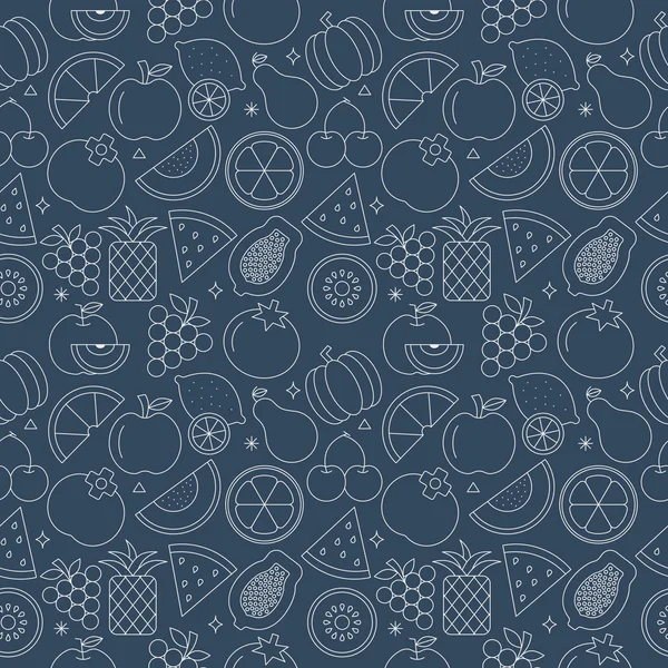 Ligne de fruits icône motif ensemble — Image vectorielle