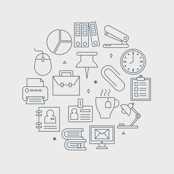 Office line icon circle set — Stock Vector