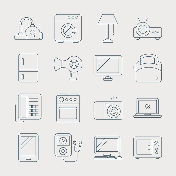 Línea de electrodomésticos icono conjunto — Vector de stock