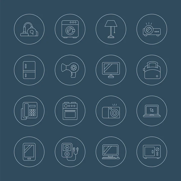 Set ikon baris peralatan rumah - Stok Vektor