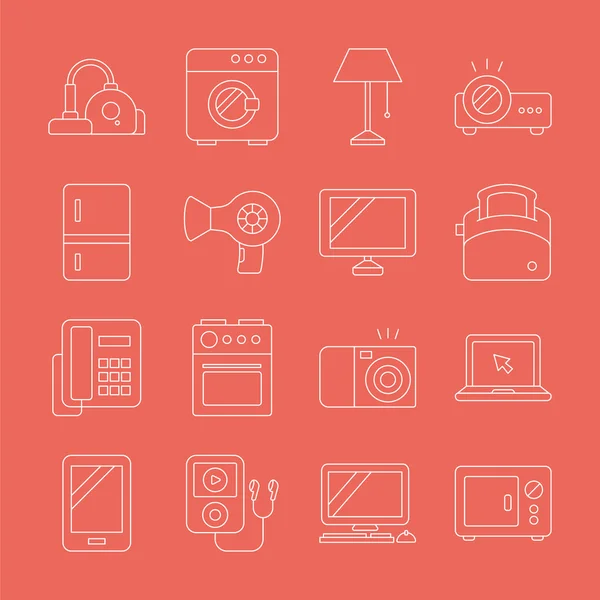 Home appliances line icon set — Stock Vector