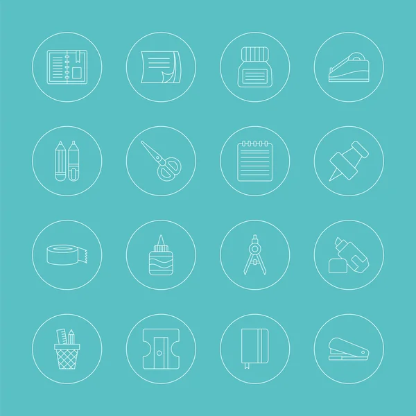 Stationery line icon set — Stock Vector