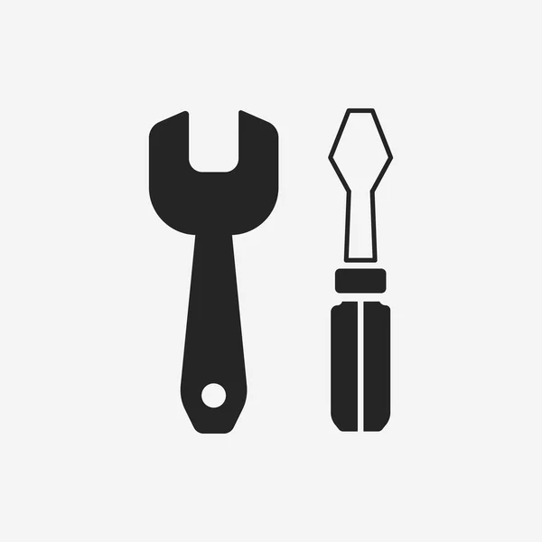 Destornilladores e icono de llave inglesa — Vector de stock