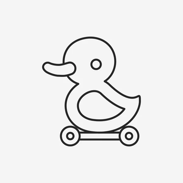 Bebé juguete pato línea icono — Vector de stock