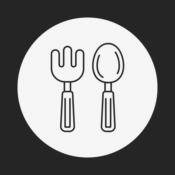 Cucchiaio bambino e icona della linea della forchetta — Vettoriale Stock
