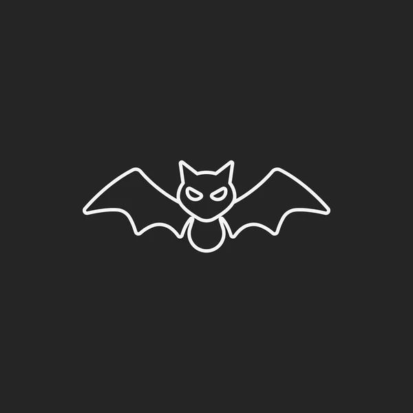 Halloween murciélago línea icono — Vector de stock