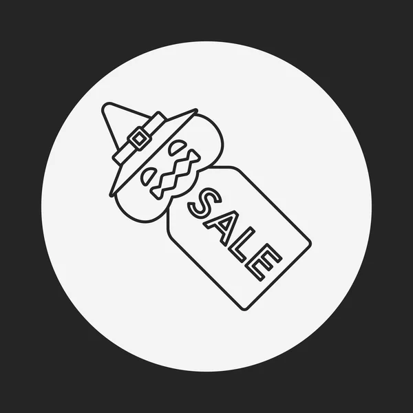 Halloween sale tag line icon — Stock Vector