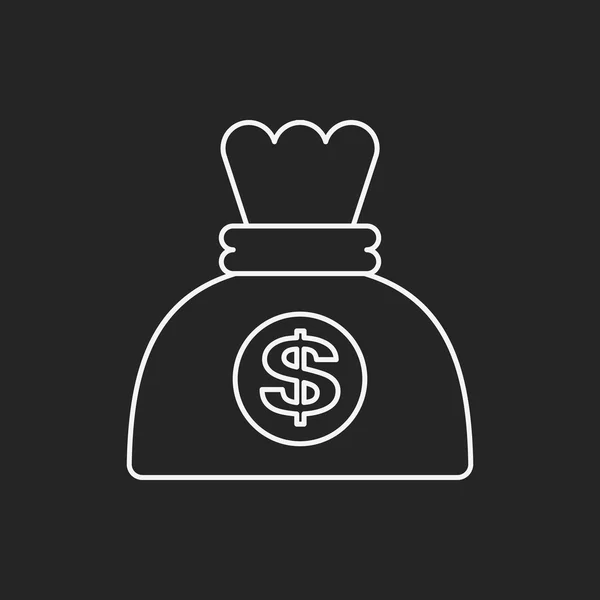 Finansowego pieniędzy torby linia ikona — Wektor stockowy