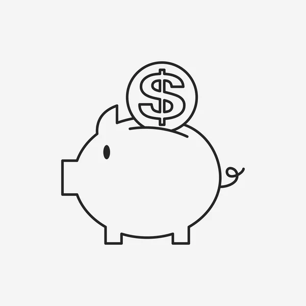 Financial piggybank line icon — Stock Vector