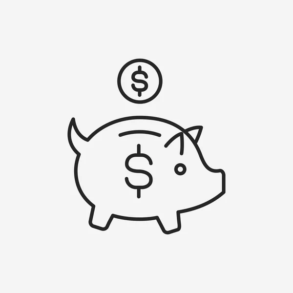 Financial piggybank line icon — Stock Vector