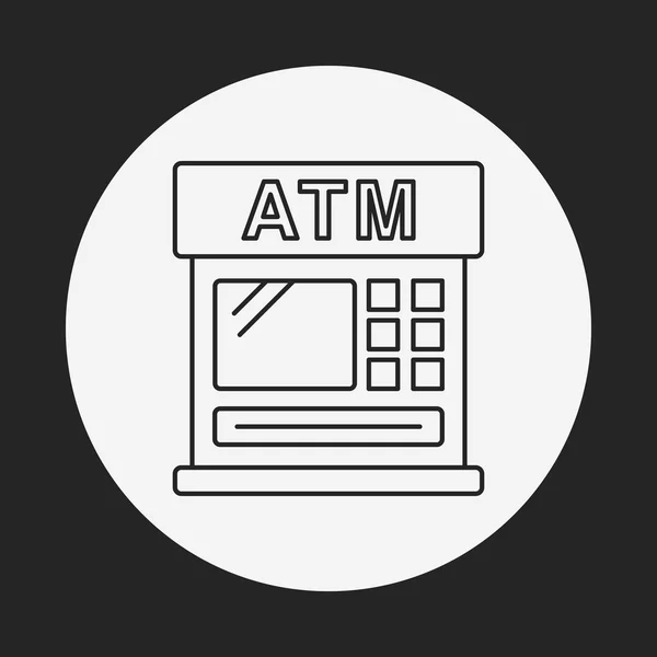 Banco financiero cajero automático icono de línea — Vector de stock